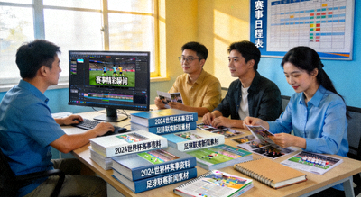体育资讯编辑部整理赛事资料与新闻素材的工作场景